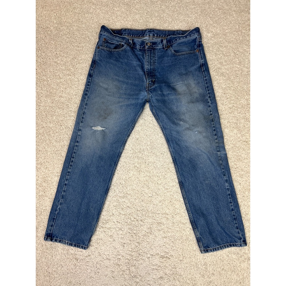 Levis 505 Jeans Mens 40x30 Blue Regular Fit Straight Leg Med Wash Casual Denim